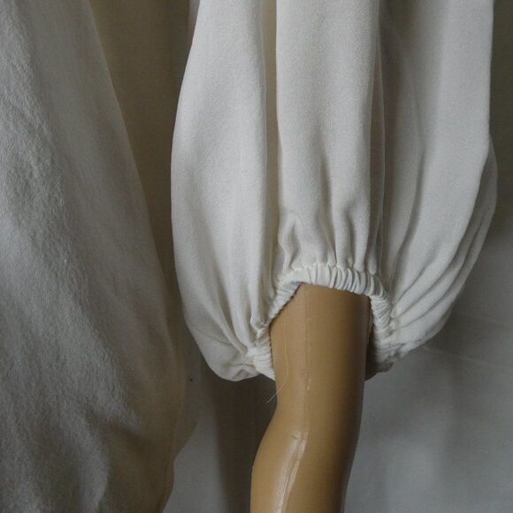 Parker Joanie Cold Shoulder Blouse Lace Billow Sleeve V Neck White Medium Top - Picture 4 of 11